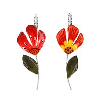 Серьги TARATATA, Borneo, асимметрия, цветная смола, роспись, TT-H26-01705-10M серебристый
