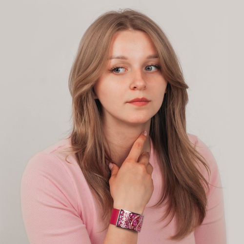 Браслет Fiore Luna на кожаном фиолетовом ремешке, CB00230-7 V/S фото 2