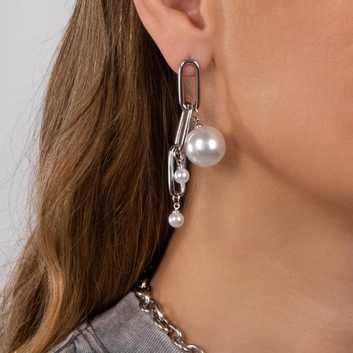 Серьги Moon Paris, Ringo, с жемчужными бусинами, MR-24.06-042 серебристый фото 2