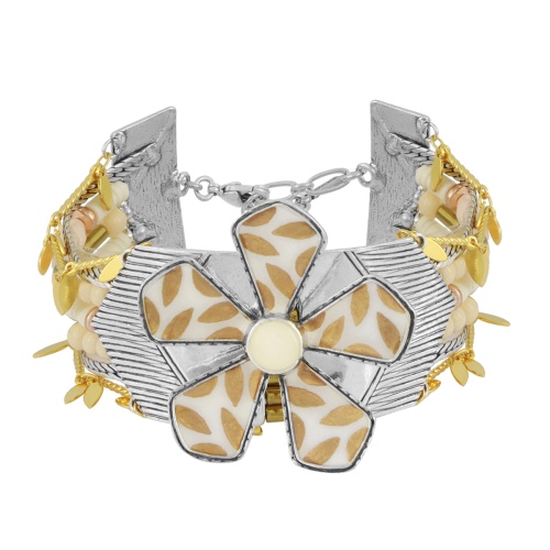 Браслет TARATATA, Lovely, со смолой, бусинами и золотистый краской, TT-E24-04307-101 белый фото 2