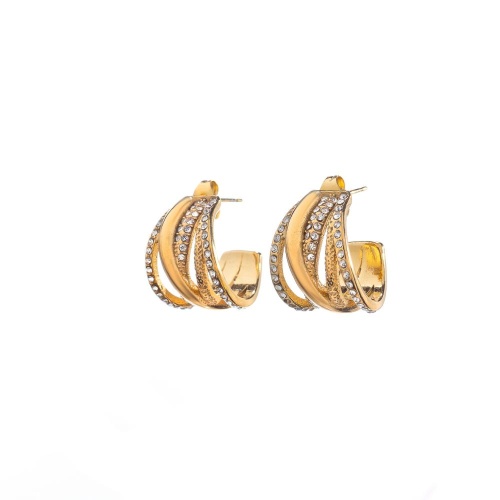 Серьги Dansk Copenhagen, Joy Waterproof, полукольца с фианитами, DNSK25.2-3W2401031 золотистый
