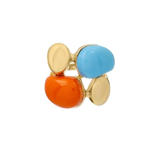 Кольцо Moon Paris, с цветными акриловыми вставками, Mo-Y24.06-007 оранжевый, 18 фото 4