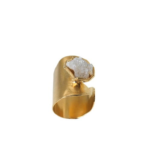 Кольцо Katerina Vassou, Ascella, незамкнутое, с друзой агата, KV23-307543G белый фото 2
