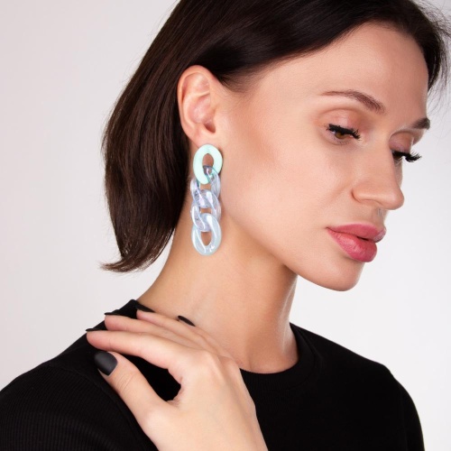 Серьги Moon Paris, Lorian, со вставками из каучука и акрила, ML-22.03-019 мятный фото 3