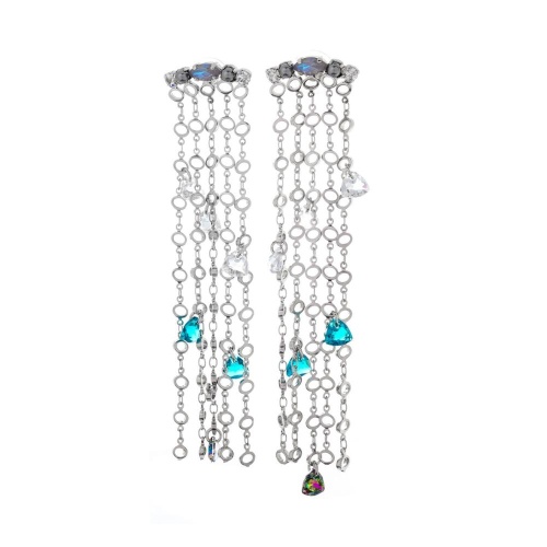 Серьги Crezus, Gallica, с кристаллами, CZ24-24E41 бирюзовый