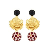 Серьги TARATATA, Magnolia, цветная смола, рисунок, золотая краска, TT-H25-08969-203 красный