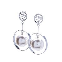 Серьги Moon Paris, Ringo, с жемчужной подвеской и кристаллами, MR-21.11-278 серебристый
