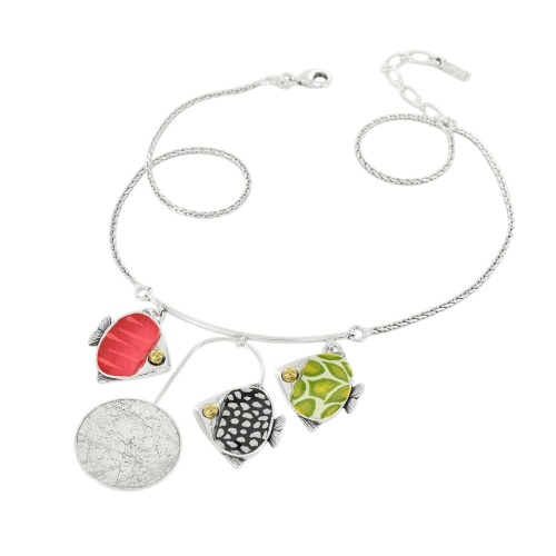 Колье TARATATA, Sushi, с цветной смолой и стеклянными бусинами, TT-T25-06107-10M серебристый фото 2