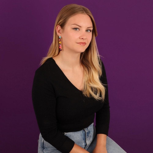 Серьги TARATATA, Electron, с цветной смолой и слюдяным порошком, TT-W23-03924-20M золотистый фото 3