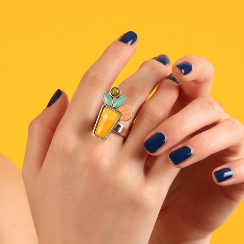 Кольцо TARATATA, Cocktail, разъемное, с цветной смолой и бусинами, TT-E24-05410-10M серебристый фото 3