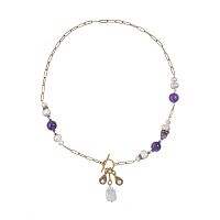 Колье Alcozer&J, с жемчугом и аметистом, AL-C48FX23-R фиолетовый