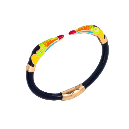 Браслет Polina Firenze, кафф, тукан с эмалью и кристаллами, PF25.2-BR4315 золотистый