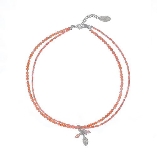 Колье Lanzerotti, Anne with an E, двойное, коралл, жемчуг и кристаллы, LZ-25.08-239 розовый