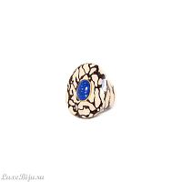 Кольцо Nature Bijoux, Camouflage, с термитником в смоле и лазуритом, NB23.2-19-25053 бежевый, 19,5