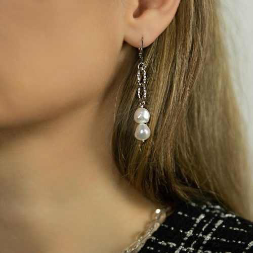 Серьги Lanzerotti, Pianoforte, с жемчугом, LZ-25.12-384 серебристый фото 2