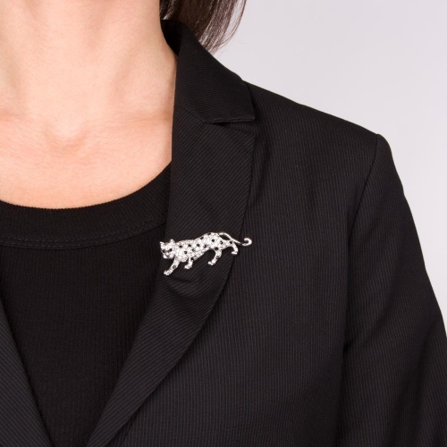 Брошь Moon Paris, Nord, гепард с кристаллами, MoS-21.10-019 серебристый фото 4