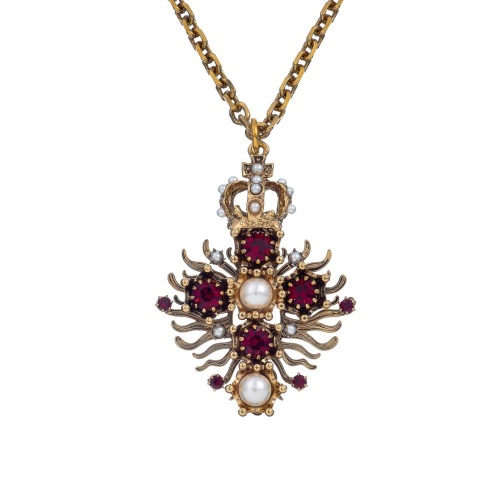 Колье Celeste G, с кристаллами Swarovski и жемчугом, CS26.1-2182 красный фото 2