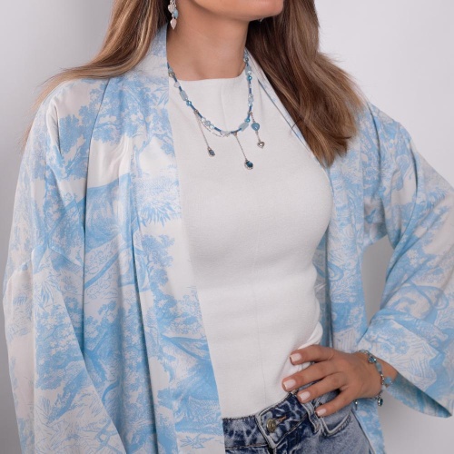 Колье Lanzerotti, Marino, аквамарин, агат, бирюза, перламутр, LZ-25.06-174 голубой фото 3