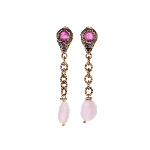 Серьги Alcozer&J, с турмалином и розовым кварцем, AL-O48EE25-R розовый
