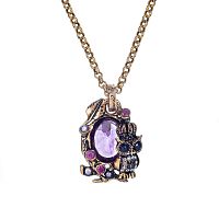 Колье Alcozer&J, аметист, сапфир,рубин, жемчуг, Swarovski, AL2502-C128JI24 сиреневый