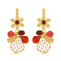 Серьги TARATATA, Orient, смола,стеклянные бусины и золотая краска, TT-E24-10789-203 красный
