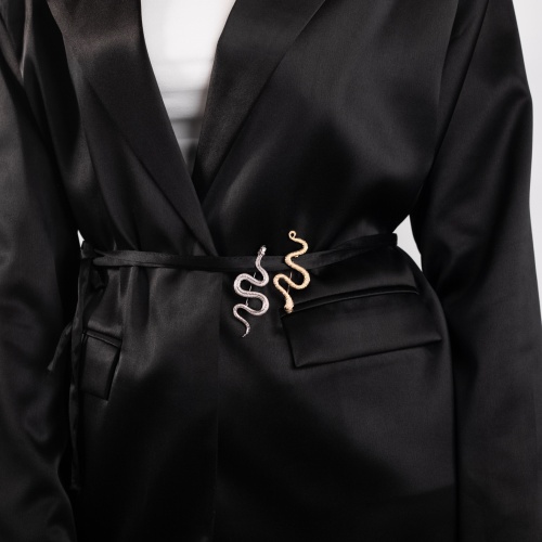 Брошь Moon Paris, змея с кристаллами, Mo-Y24.11-079 серебристый фото 2