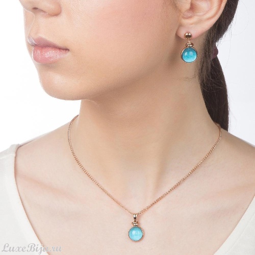 Серьги Qudo Caneva Big aqua 312752 BL/RG фото 2