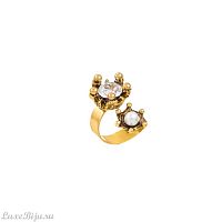 Кольцо Celeste G, незамкнутое, кристалл Swarovski, жемчуг, CS26.1-1378 хрустальный