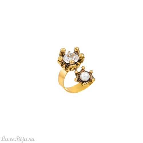 Кольцо Celeste G, незамкнутое, кристалл Swarovski, жемчуг, CS26.1-1378 хрустальный