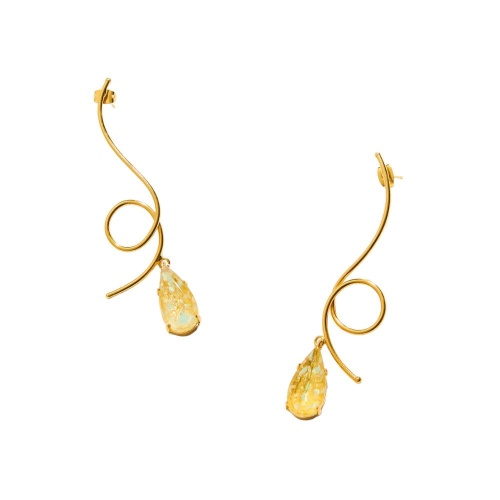 Серьги Catherine Bijoux, Amber flow, с кристаллом, CB26.1-5701FG желтый
