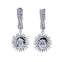 Серьги Moon Paris, Ringo, с кристаллами, подвеска солнце, MR-21.04-025 серебристый