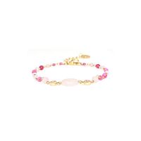 Браслет Franck Herval, Loulou, агат, жад, розовый кварц, Swarovski, FH25.1-13-72971 розовый