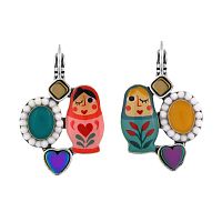 Серьги TARATATA, Nanas, асимметричные,смола, бусины и гематит, TT-W24-03737-10M серебристый