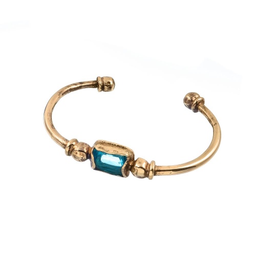 Браслет Thot Gioielli, кафф, с рейнстоуном, TG25.1-BRV21 аквамариновый