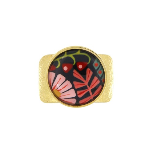 Кольцо TARATATA, Frida, разъемное, с цветной смолой и узорами, TT-H25-06420-20M золотистый