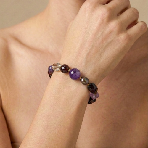 Браслет Nature Bijoux, Belle de nuit, гранат, дымчатый кварц, аметист, жемчуг, NB26.2-13-44713 бордовый фото 2