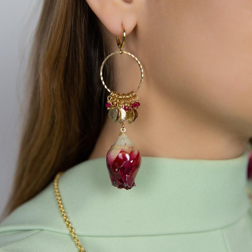 Серьги Lanzerotti, Erbario, с рубином и бутоном розы, LZ-26.02-037 розовый фото 2