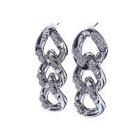 Серьги Moon Paris, Ringo, с крупными звеньями, кристаллы, MR-22.12-193 серебристый
