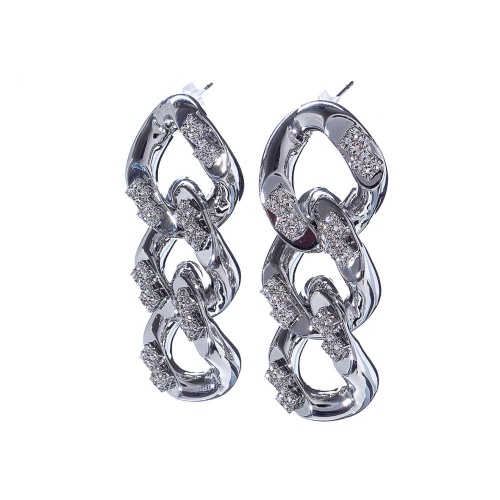 Серьги Moon Paris, Ringo, с крупными звеньями, кристаллы, MR-22.12-193 серебристый