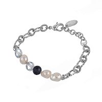 Браслет Lanzerotti, Pianoforte, с жемчугом, ониксом и хрусталем, LZ-25.12-383 серебристый