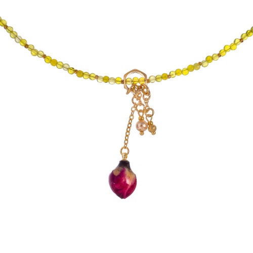 Колье Lanzerotti, Erbario, с пренитом, перламутром и бутоном розы, LZ-26.02-038 зеленый фото 2