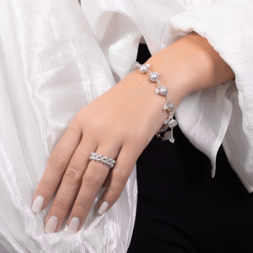 Браслет Lanzerotti, Gelido, с жемчугом, лабрадоритом и кристаллами, LZ-25.02-008 серый фото 2