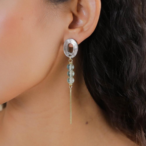 Серьги Nature Bijoux, Fluorite, с перламутром и флюоритом, NB26.1-12-90584 серый фото 3