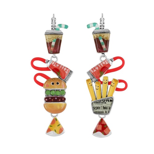 Серьги TARATATA, Ketchup, асимметричные,смола,блестки,микрошарики, TT-W23-08758-10M серебристый