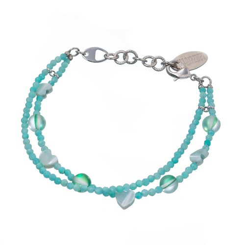 Браслет Lanzerotti, Ispirazione, двойной, амазонит, перламутр, хрусталь, LZ-24.10-407 бирюзовый