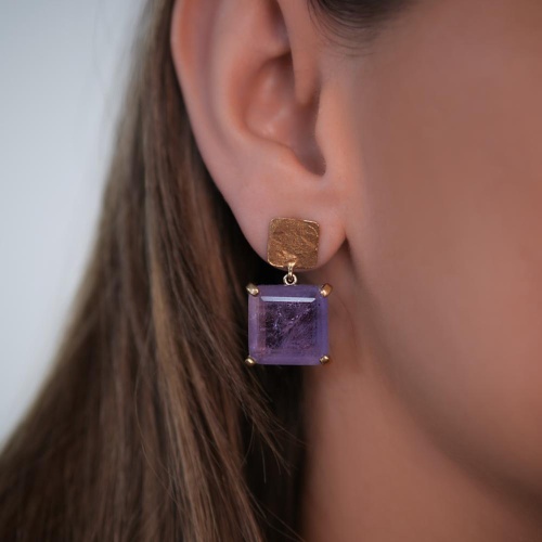 Серьги Estrosia, с аметистовым кристаллом, ES-ORVC13-2A сиреневый фото 2