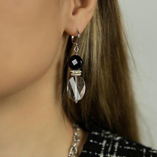 Серьги Lanzerotti, Pianoforte, жемчуг, оникс, хрусталь, гематит, LZ-25.12-377 черный фото 2