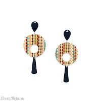 Серьги Nature Bijoux, Kimono, с подвесками из рога и бамбуком в смоле, NB21.2-12-75705 коричневый