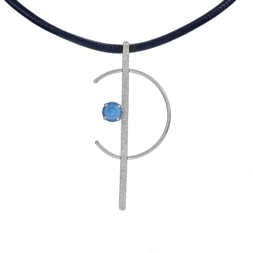 Колье Catherine Bijoux, Half moon, с кристаллом, CB25.1-5357AS голубой фото 2