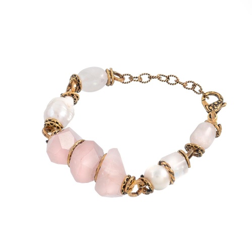 Браслет Alcozer&J, с кварцем и жемчугом, AL-B48BD26-R розовый